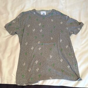 Gray T-Shirt with Cactus Print